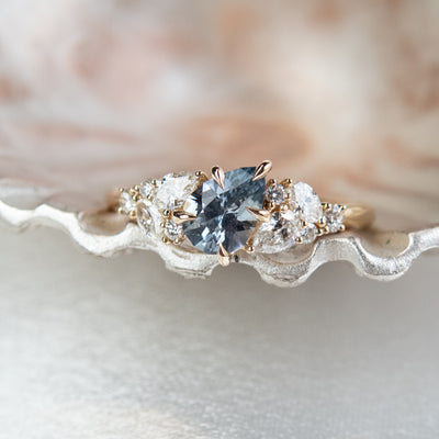 Light Blue Sapphire Diamond Cluster Ring