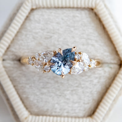 Light Blue Sapphire Diamond Cluster Ring