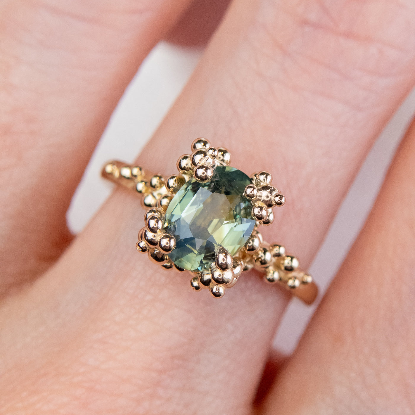 Green Sapphire Baleal Solitaire Ring