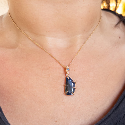 Blue Rosecut Sapphire Baleal Pendant