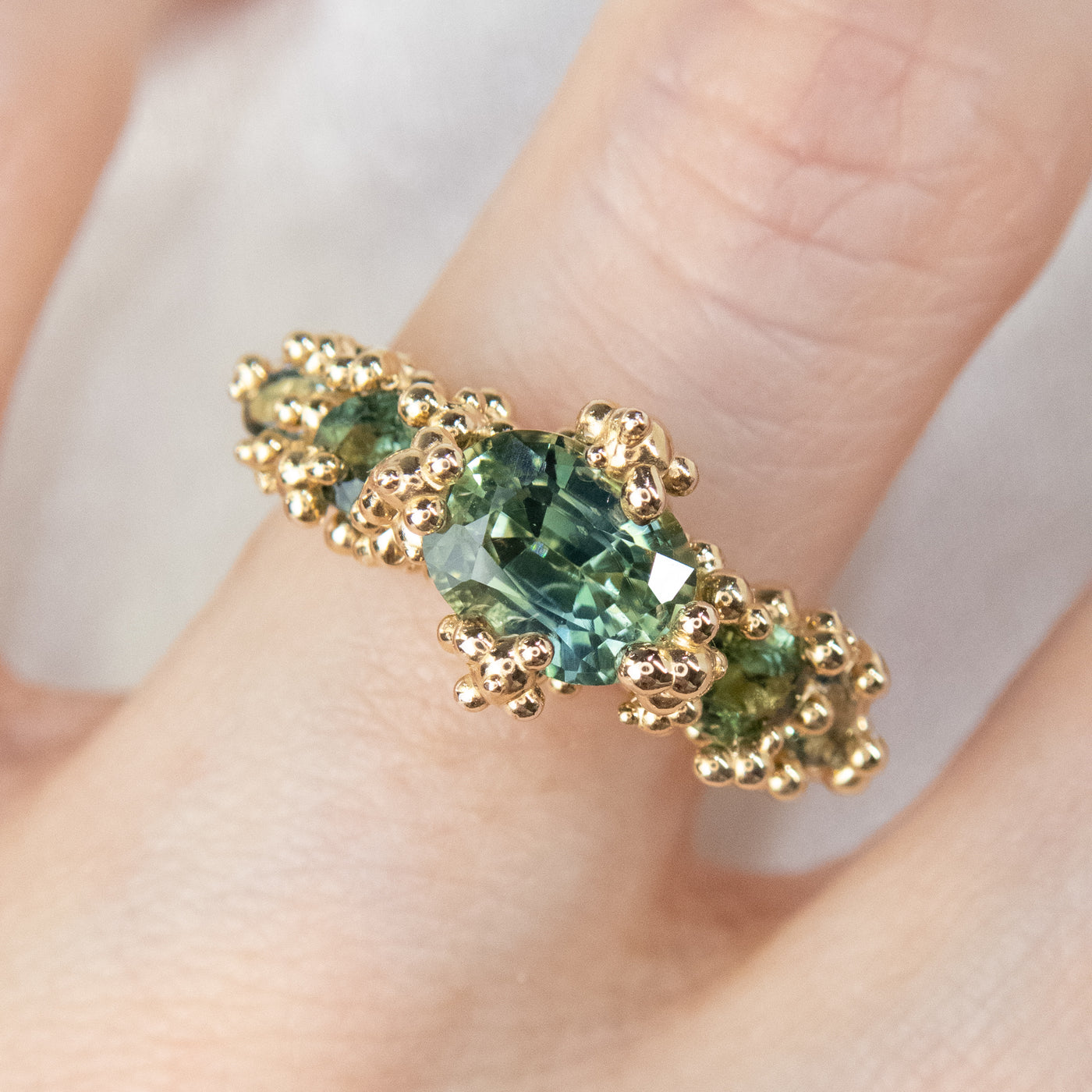 Green Sapphire Baleal 5-Stone Ring