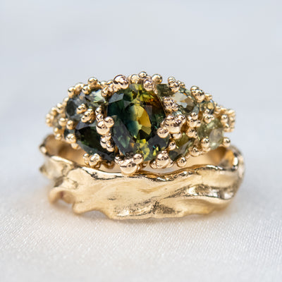 Green Parti Sapphire Baleal Cluster Ring