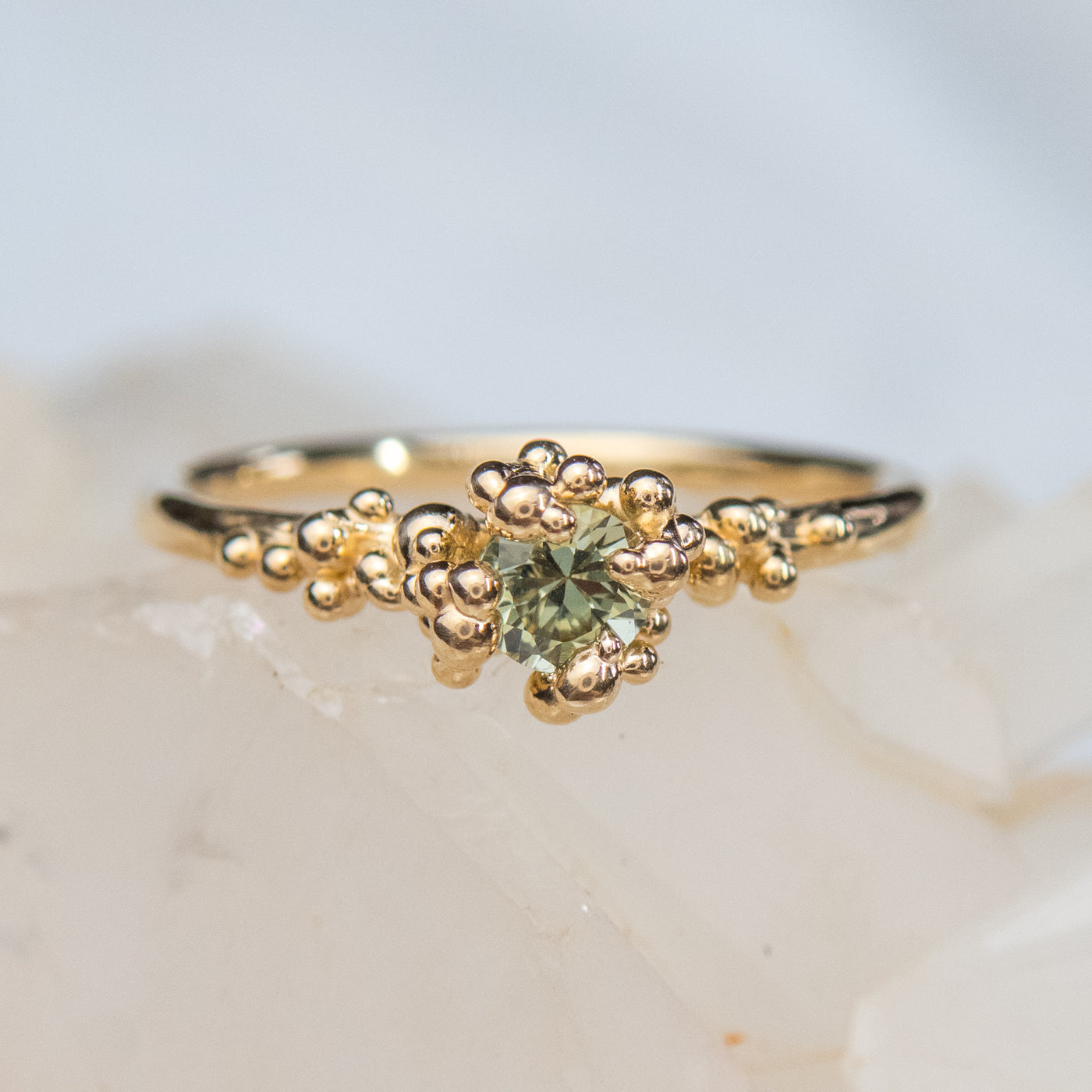 Light Green Sapphire Baleal Solitaire Ring