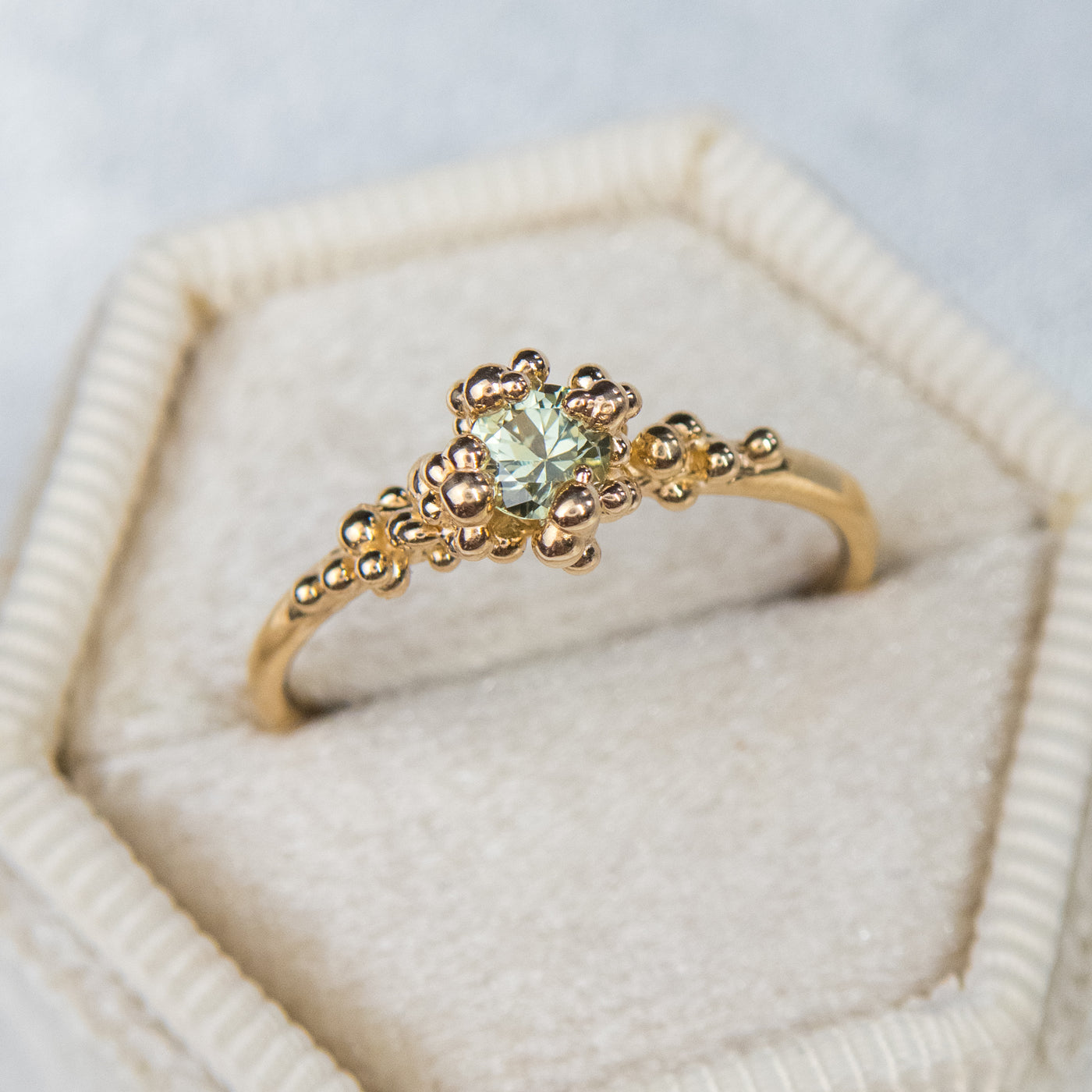 Light Green Sapphire Baleal Solitaire Ring