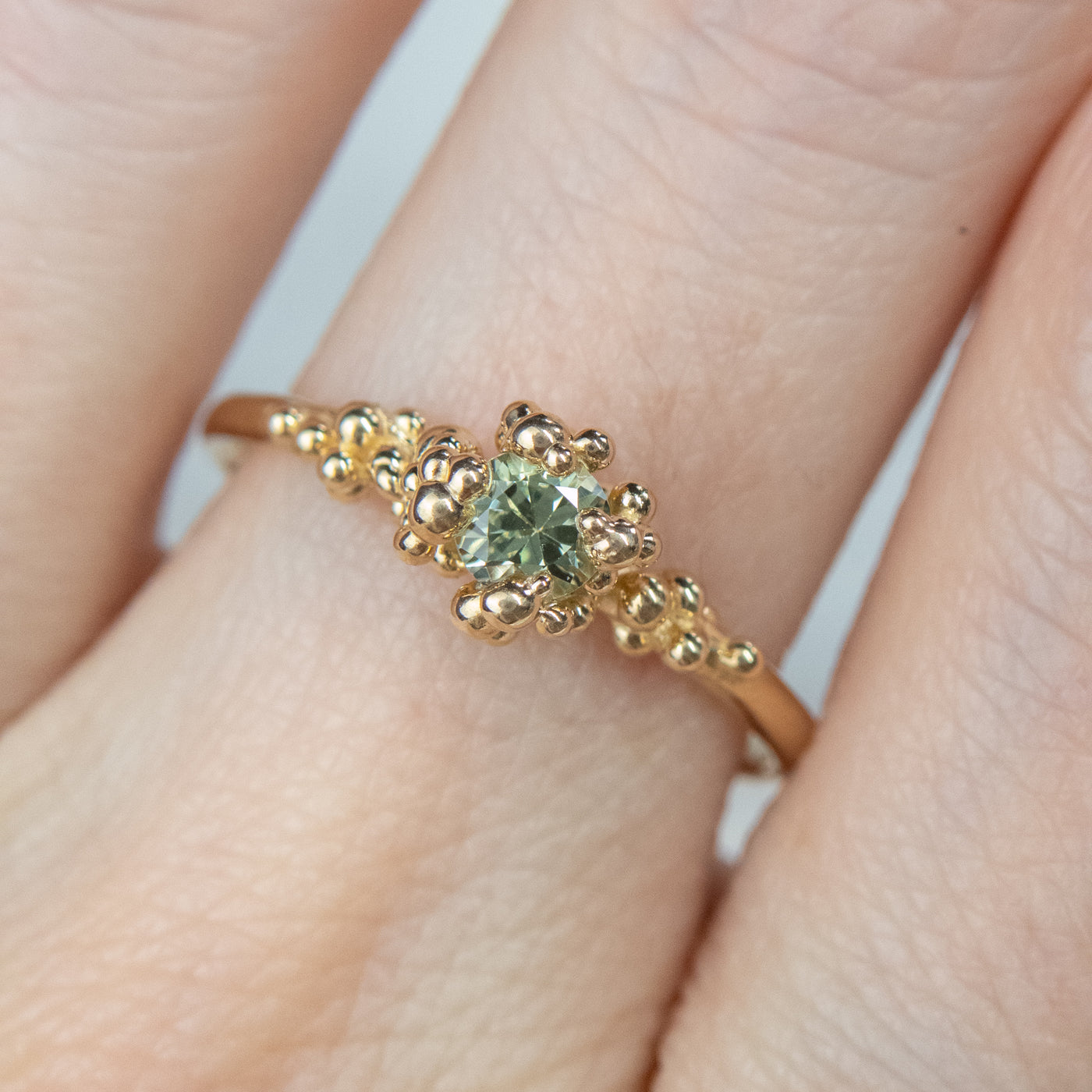 Light Green Sapphire Baleal Solitaire Ring