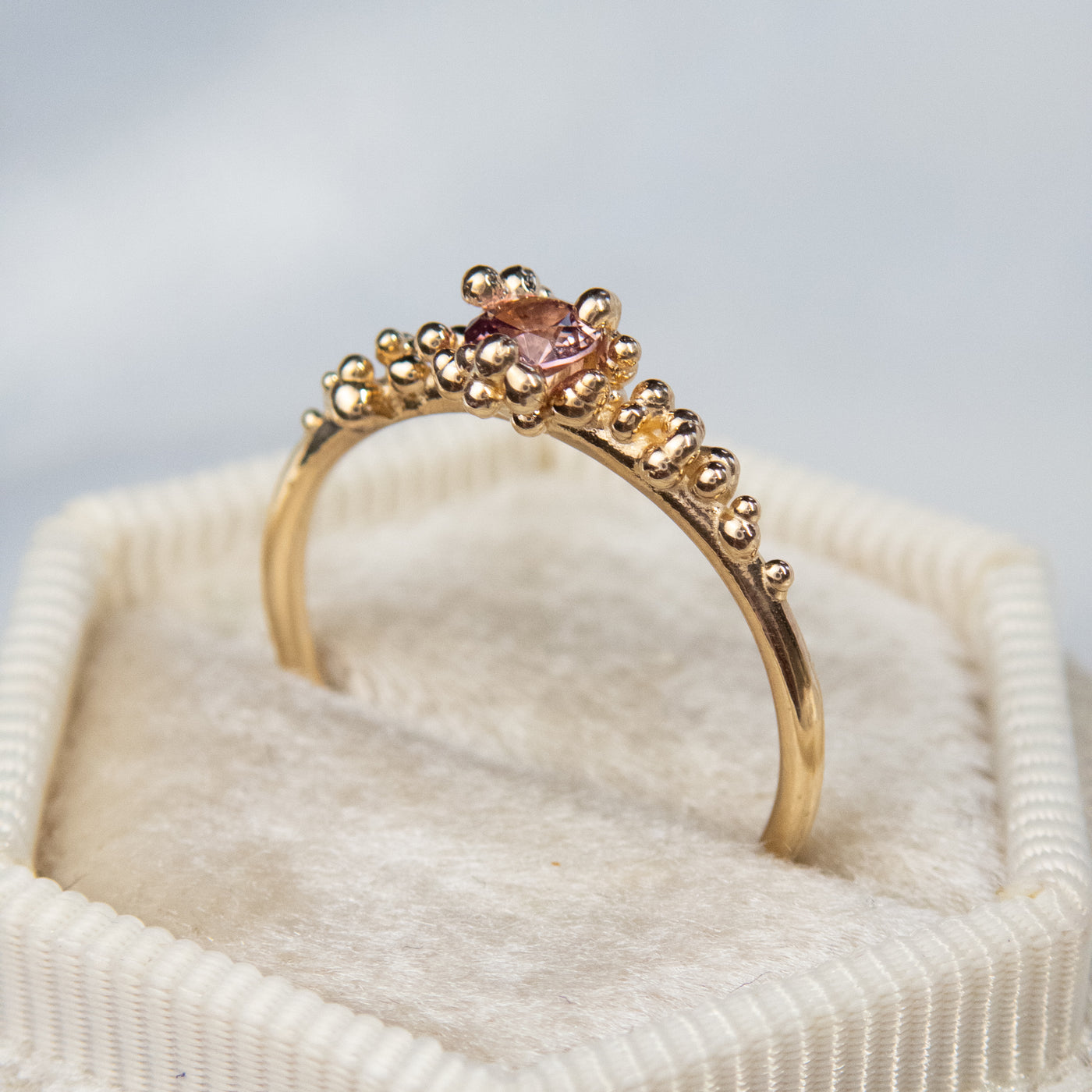 Rose Pink Sapphire Baleal Solitaire Ring