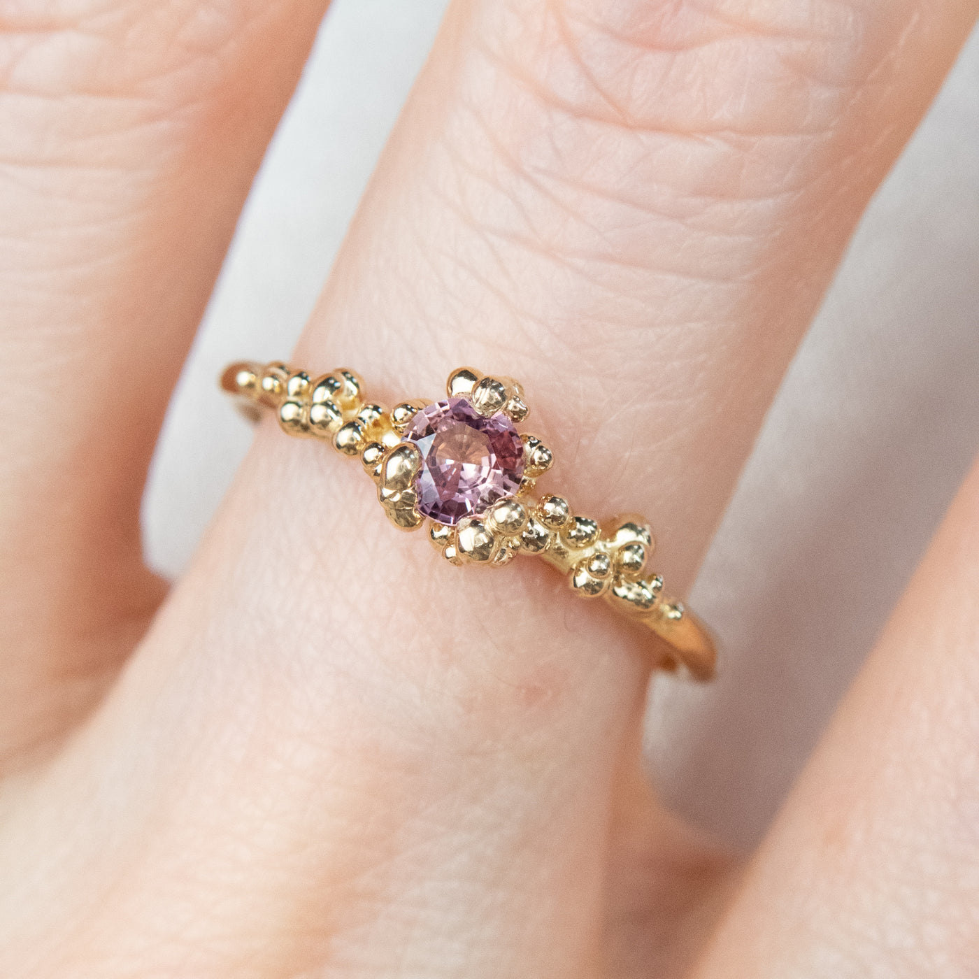 Rose Pink Sapphire Baleal Solitaire Ring