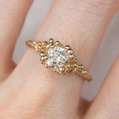 Antique Old European Cut Diamond Baleal Solitaire Ring