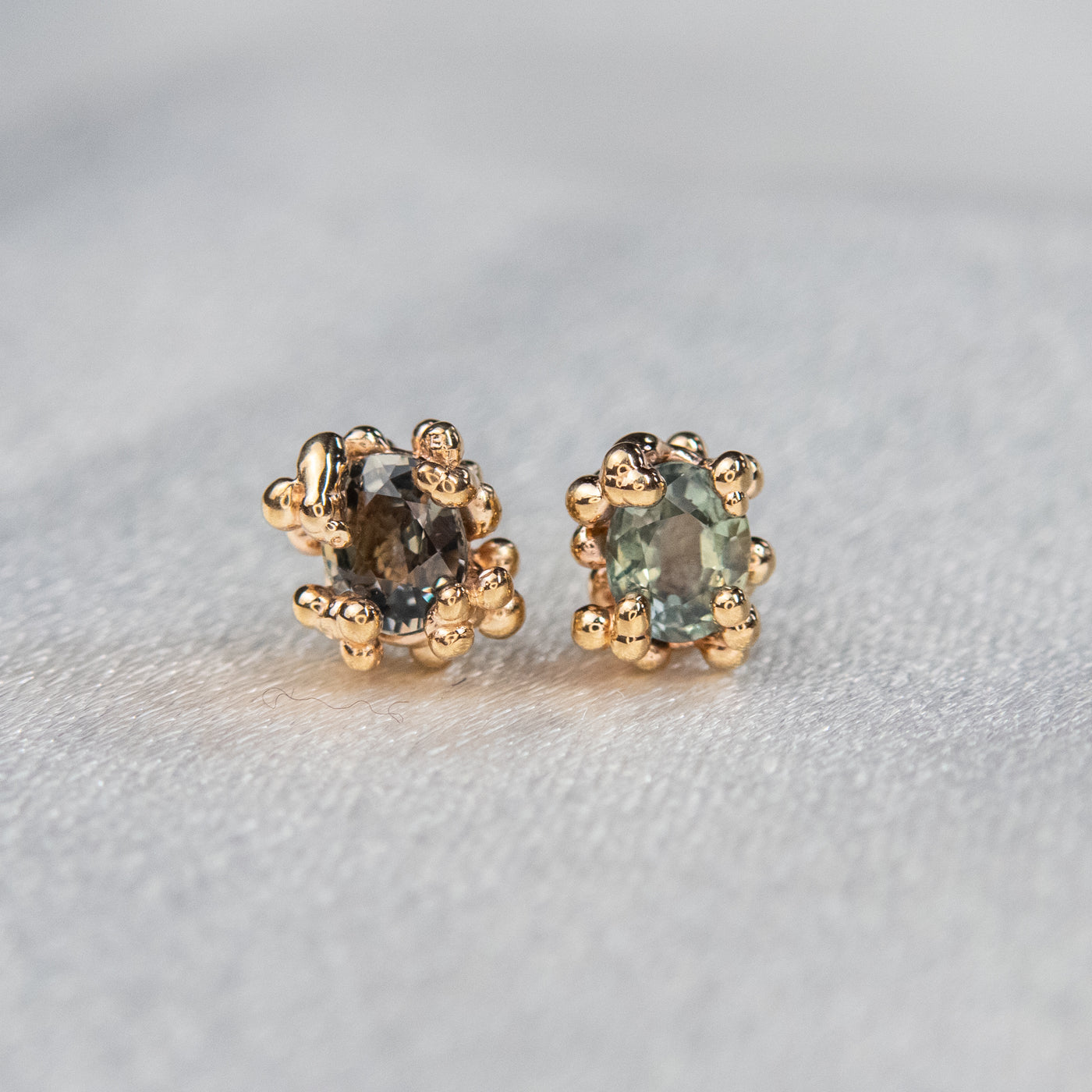 Pale Green Sapphire Baleal Studs