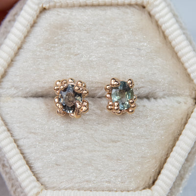 Pale Green Sapphire Baleal Studs