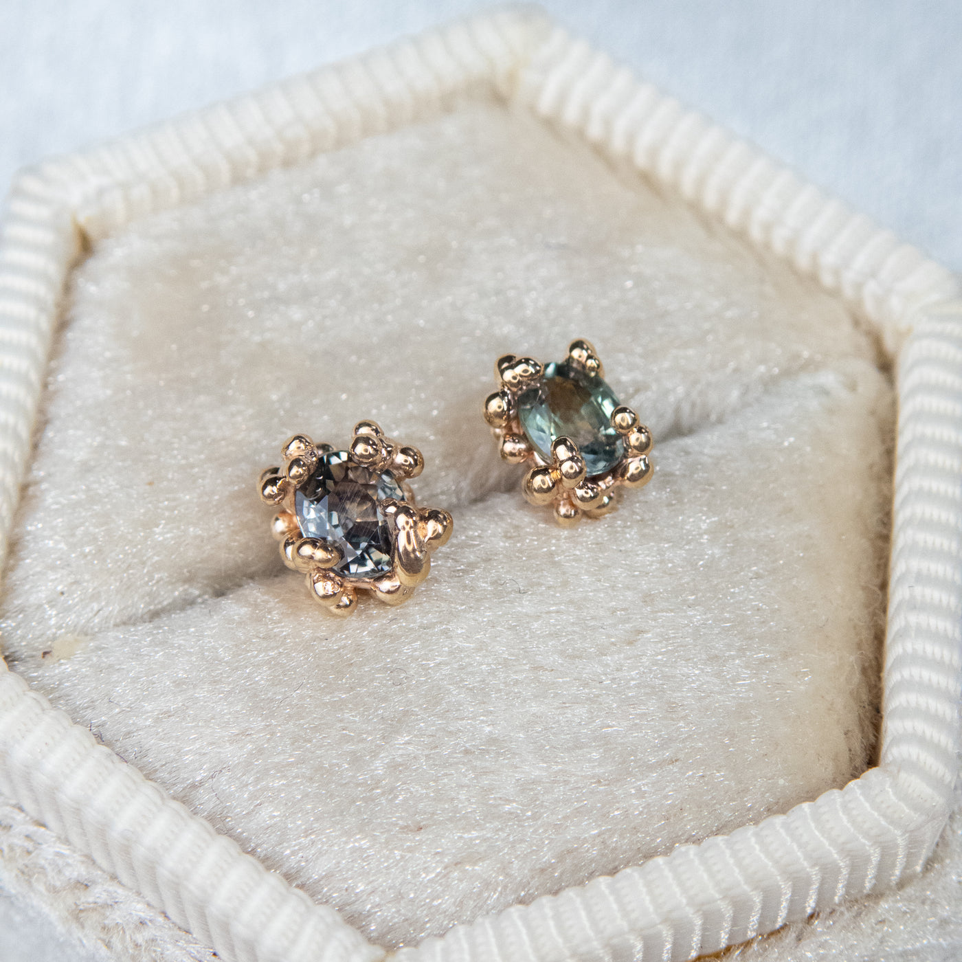 Pale Green Sapphire Baleal Studs