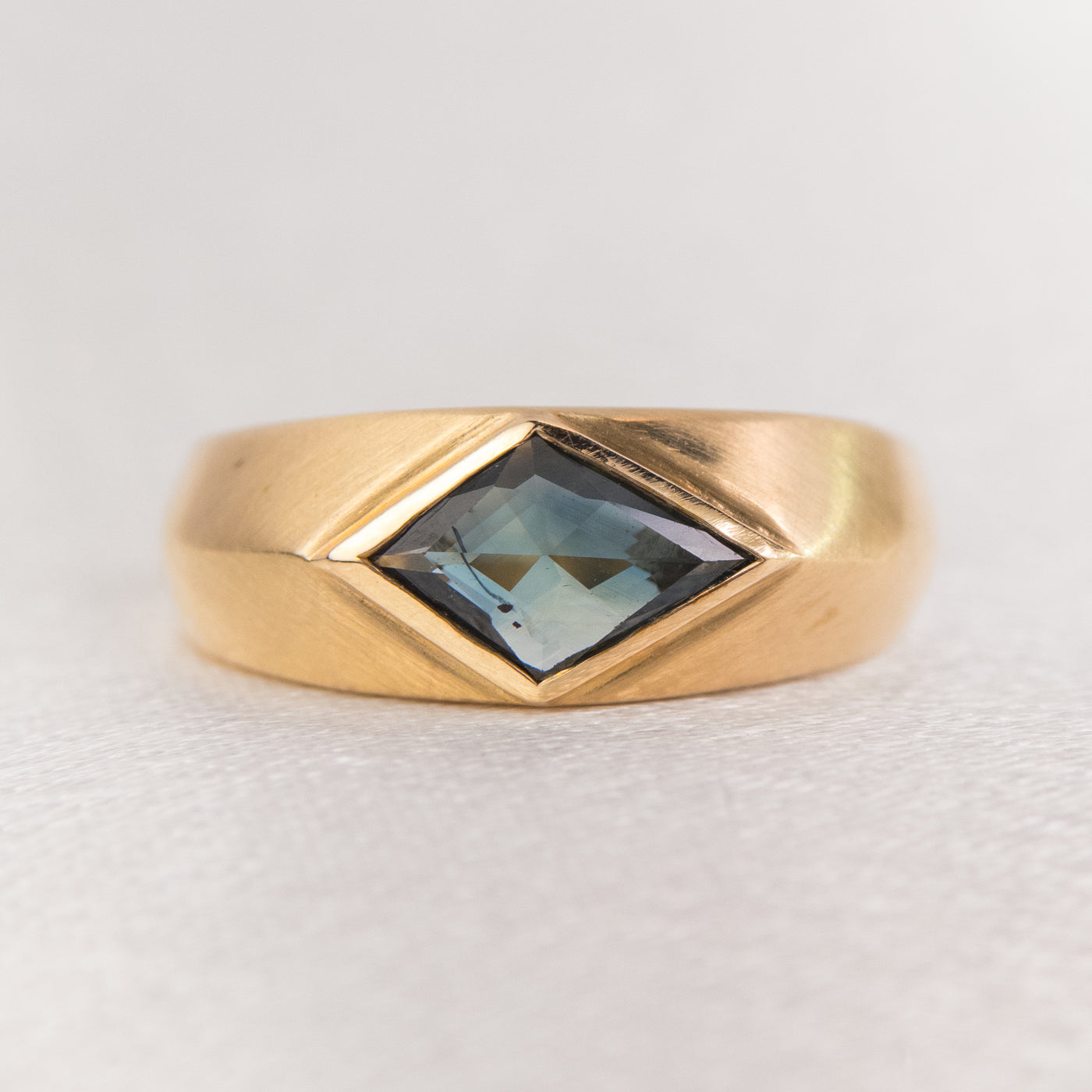 Kite Rose Cut Sapphire Signet Ring