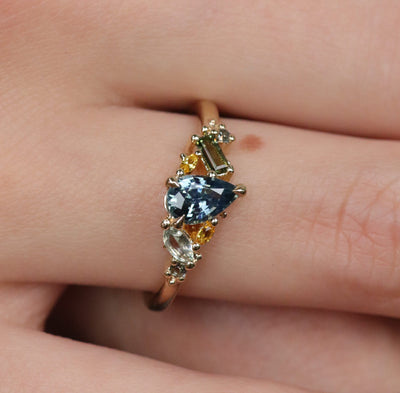 Baleal Blue Sapphire Cluster Ring
