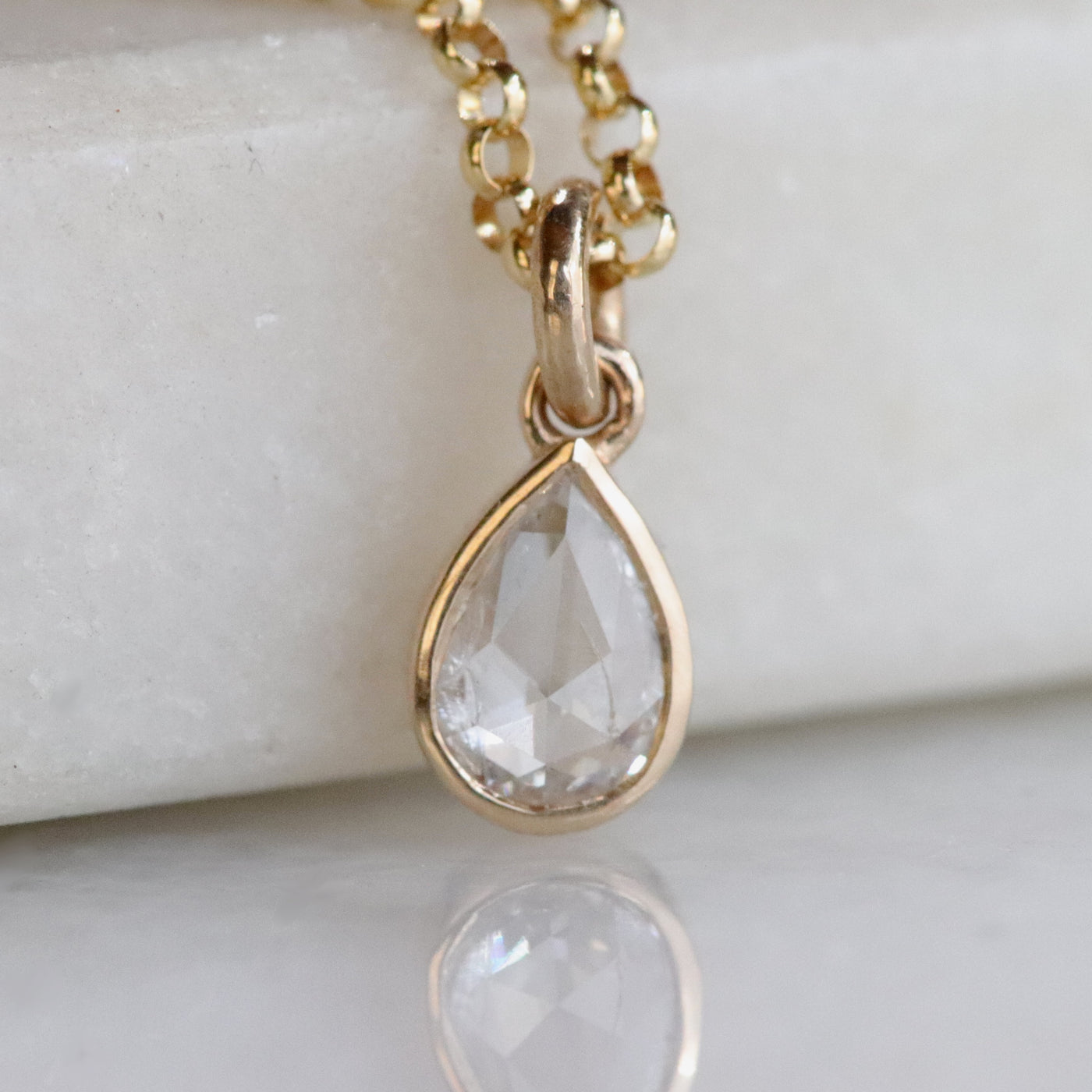 Pear Bezel Diamond Pendant