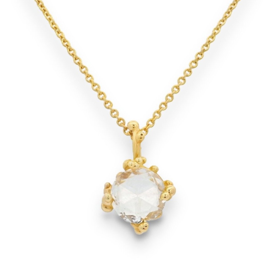 White Rosecut Sapphire Baleal Pendant