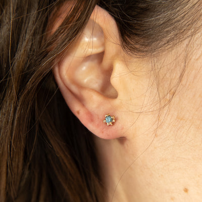 Light Teal Green Sapphire Baleal Studs