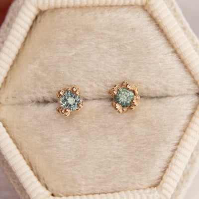 Light Teal Green Sapphire Baleal Studs