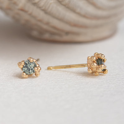 Light Teal Green Sapphire Baleal Studs
