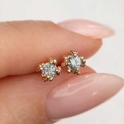 Light Teal Sapphire Baleal Studs
