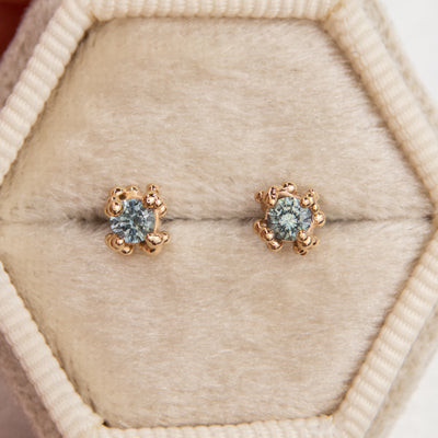 Light Teal Sapphire Baleal Studs