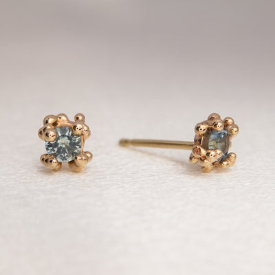 Light Teal Sapphire Baleal Studs