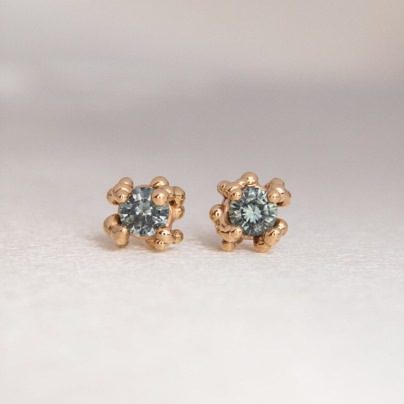 Light Teal Sapphire Baleal Studs