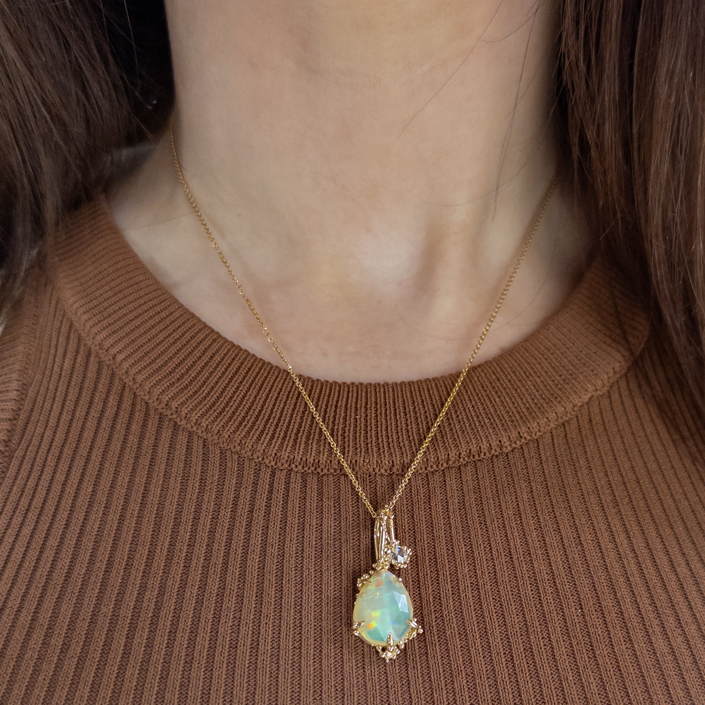 4mm Rosecut Moissanite Baleal Pendant