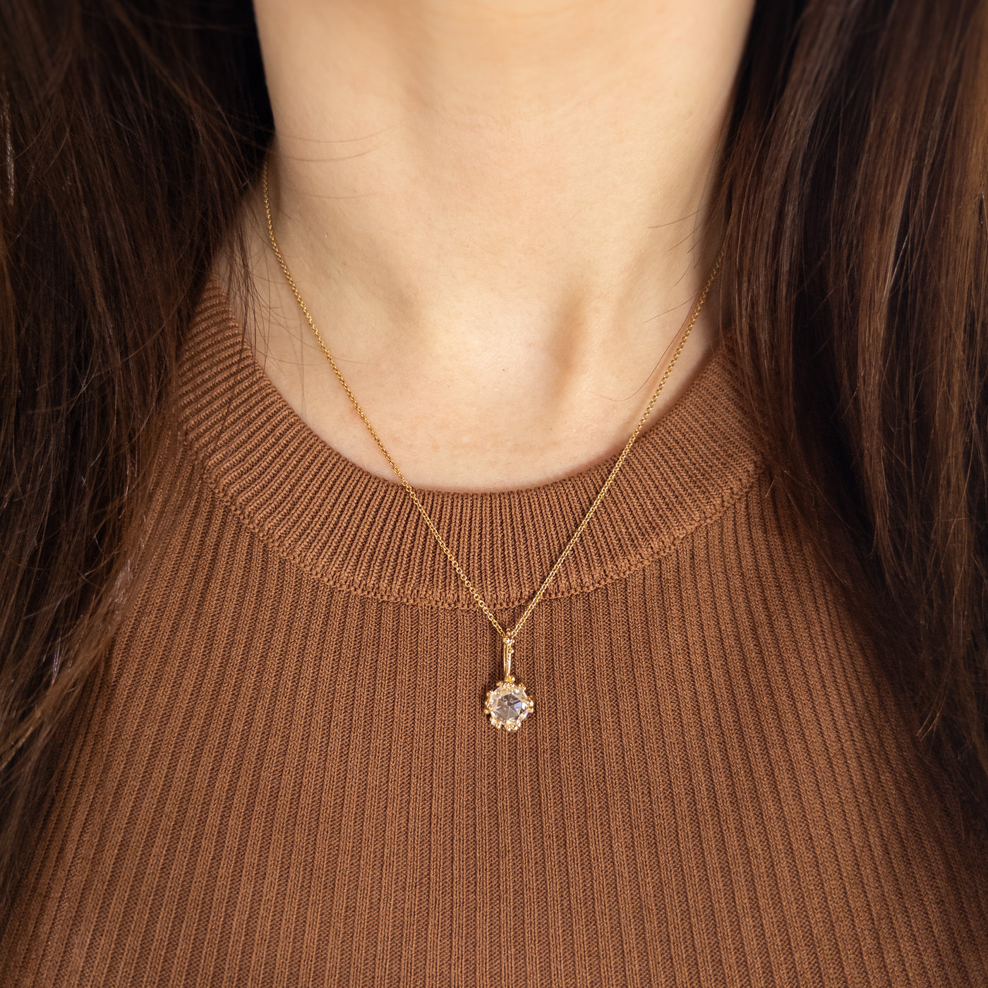 6mm Rosecut Moissanite Baleal Pendant