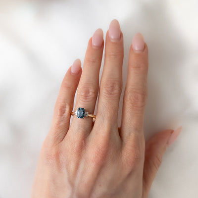 Sandra Teal Radiant Sapphire & Diamond Ring