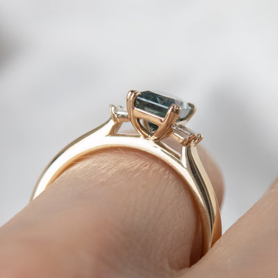 Sandra Teal Radiant Sapphire & Diamond Ring