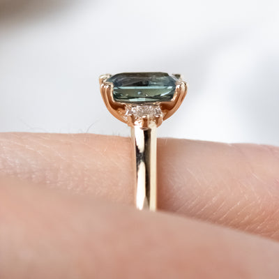 Sandra Teal Radiant Sapphire & Diamond Ring