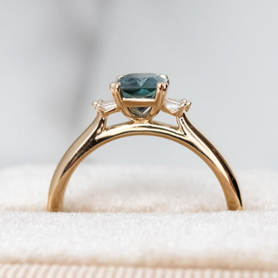 Sandra Teal Radiant Sapphire & Diamond Ring