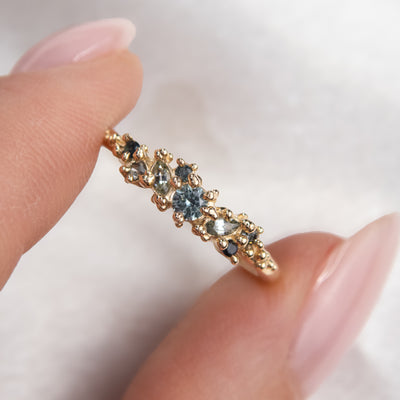 Mini Teal Sapphire Baleal Cluster Ring