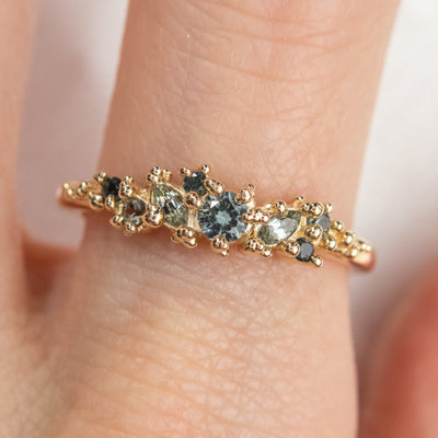 Mini Teal Sapphire Baleal Cluster Ring