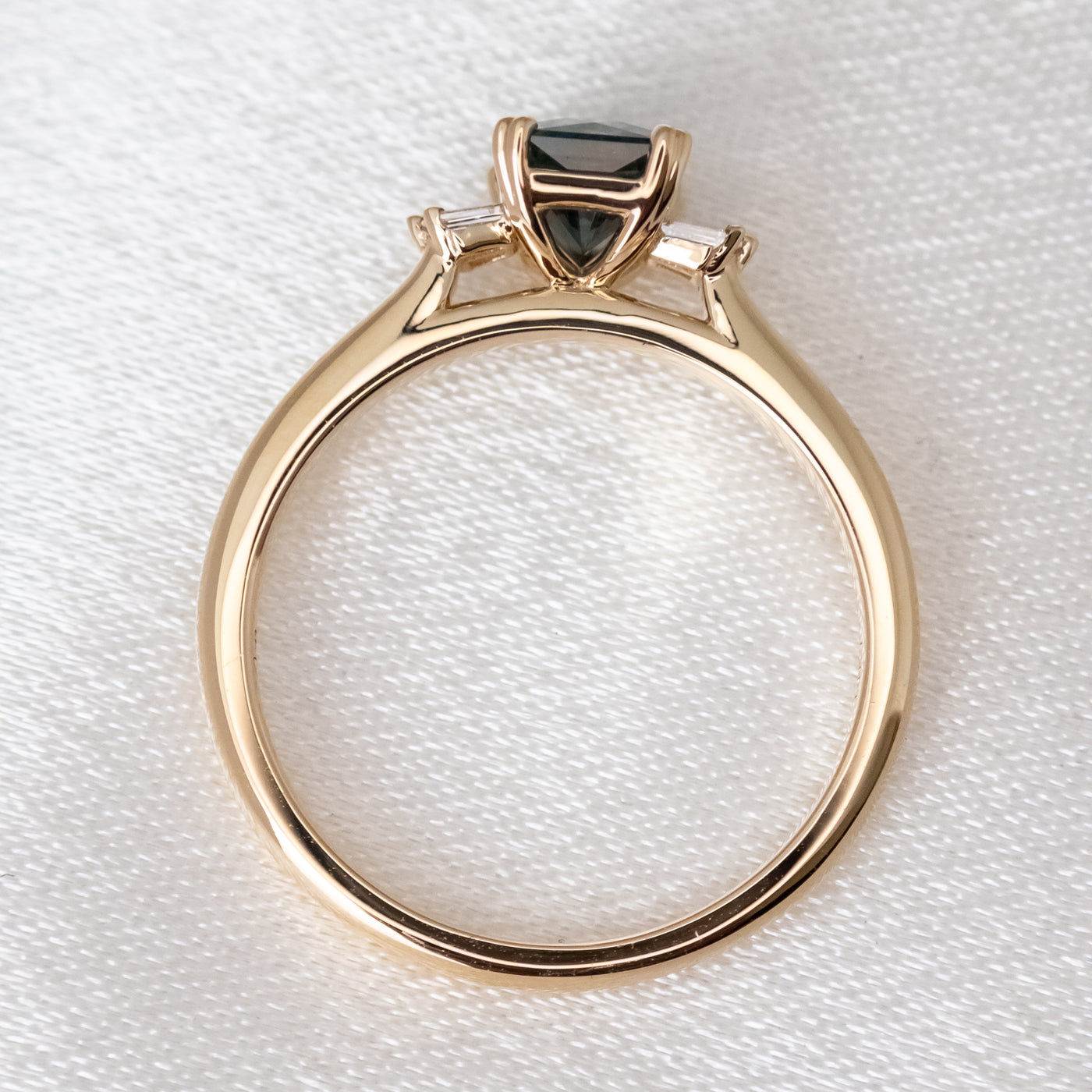 Sandra Teal Radiant Sapphire & Diamond Ring
