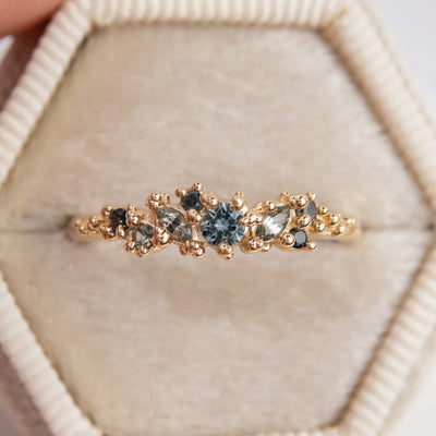 Mini Teal Sapphire Baleal Cluster Ring