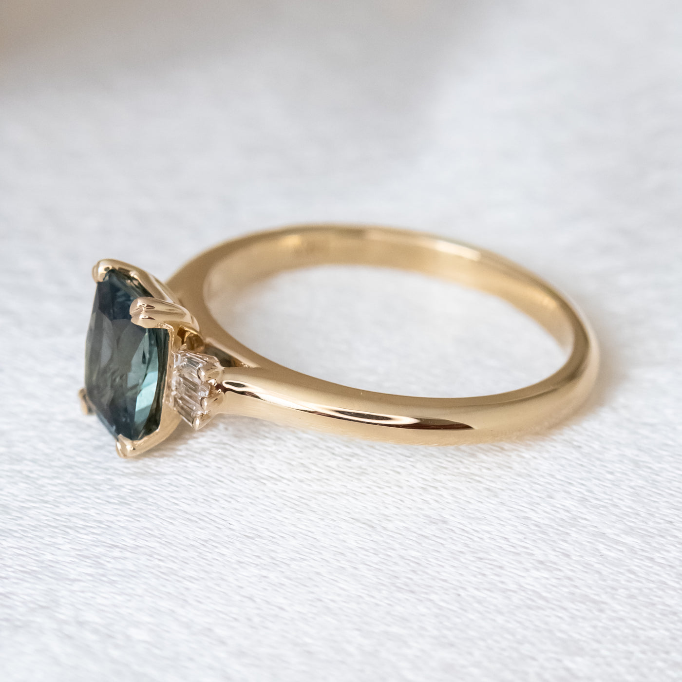 Sandra Teal Radiant Sapphire & Diamond Ring