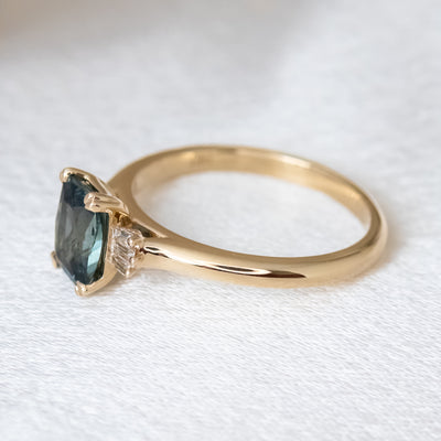 Sandra Teal Radiant Sapphire & Diamond Ring