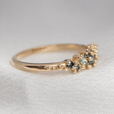 Mini Teal Sapphire Baleal Cluster Ring