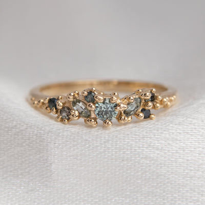 Mini Teal Sapphire Baleal Cluster Ring