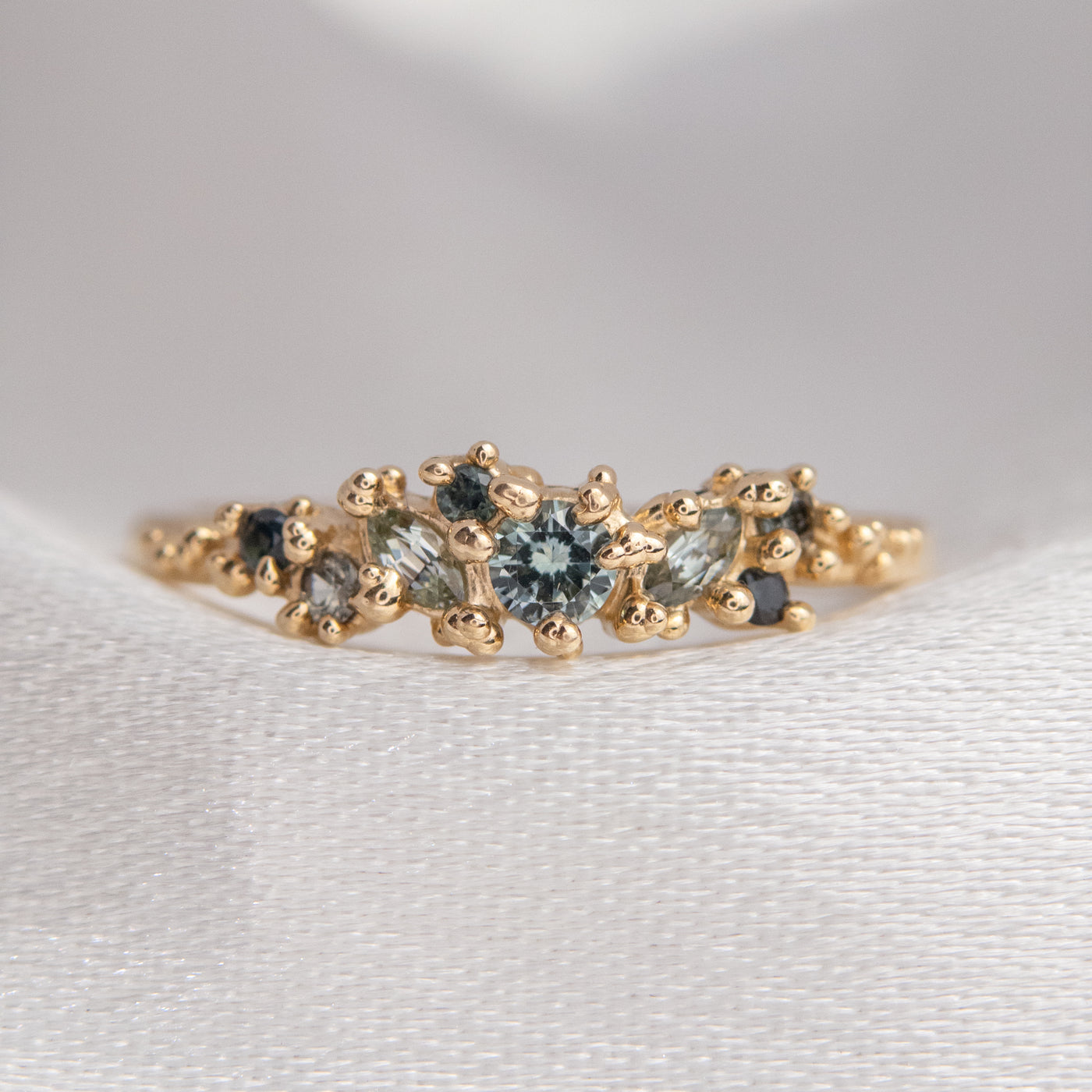 Mini Teal Sapphire Baleal Cluster Ring