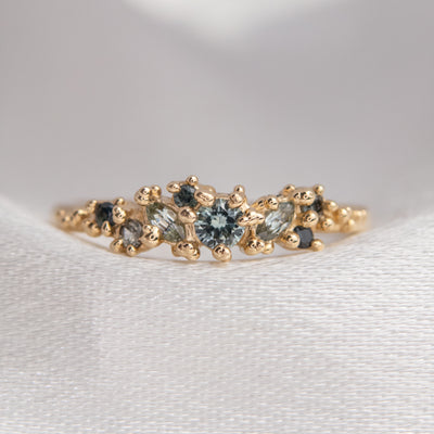 Mini Teal Sapphire Baleal Cluster Ring
