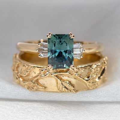 Sandra Teal Radiant Sapphire & Diamond Ring