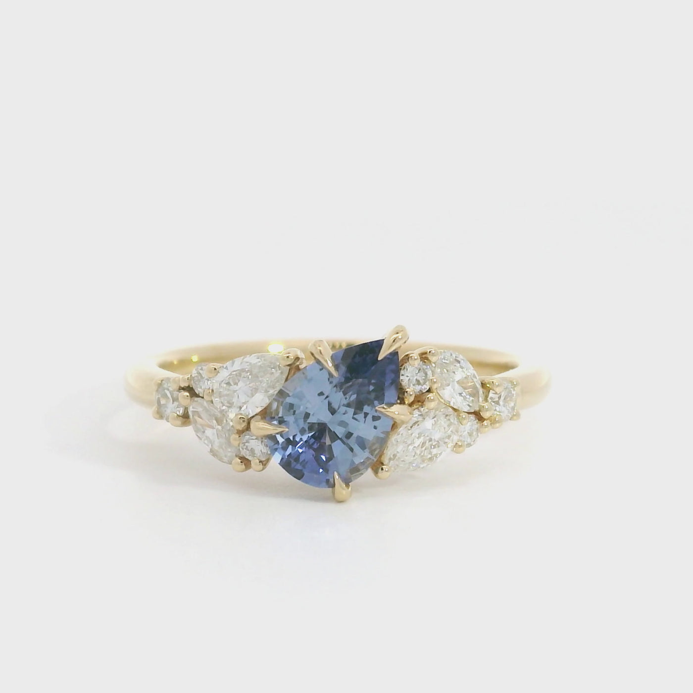 Blue Sapphire Diamond Cluster Ring