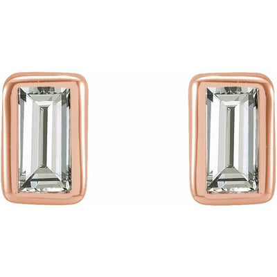 Baguette Diamond Bezel-Set Earrings