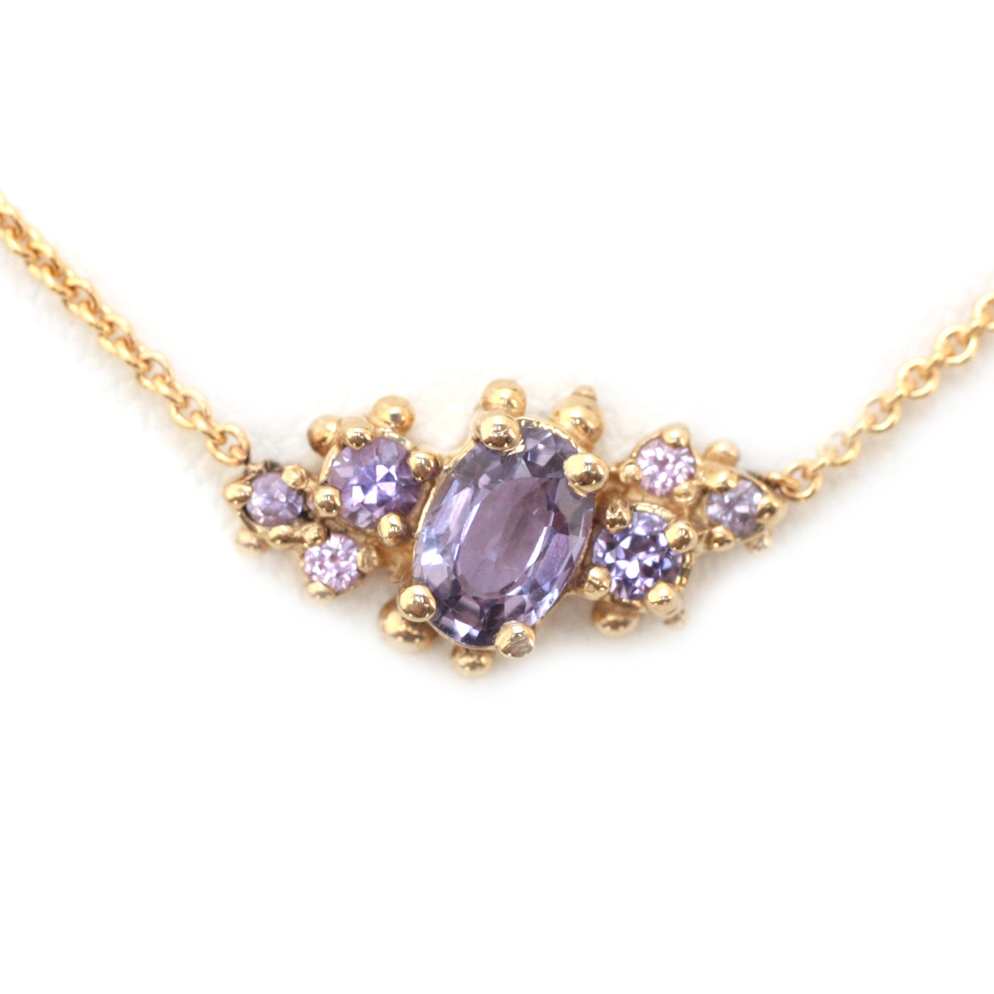 Lavender Sapphire Cluster Necklace