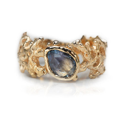 Blue Sapphire Coral Ring
