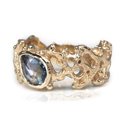Blue Sapphire Coral Ring
