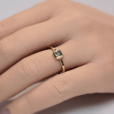 Asscher Sapphire Stack Ring