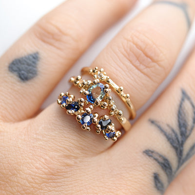 Blue Striped Sapphire Baleal Ring
